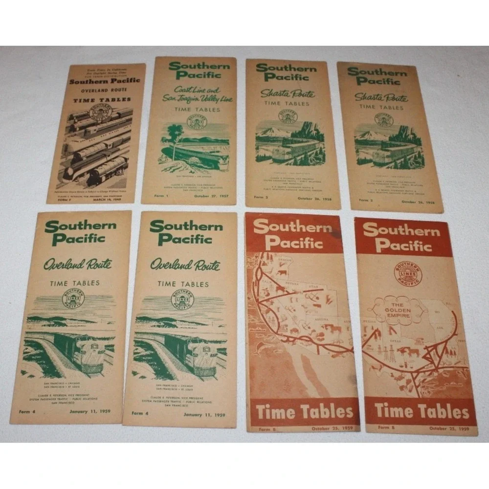35 VTG Southern Pacific Lines Time Tables 1940s-1980s Passenger & Employee lot
